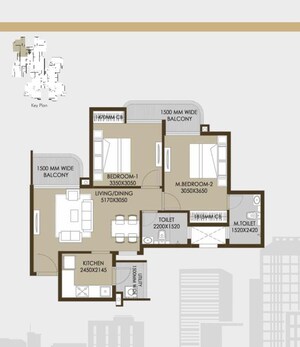 Floor Plan in 2 BHK Apartment at CRC Sublimis, Sector 1 Greater Noida – for Sale