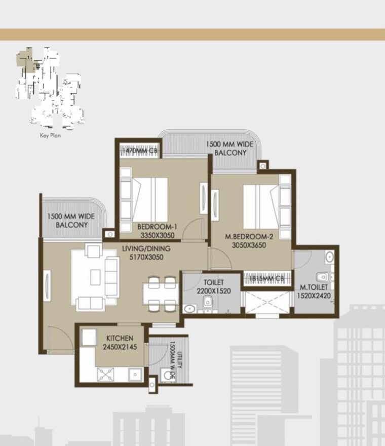 Floor Plan, crc-sublimis 2 Bedroom 982 Sq.Ft. Apartment In Sector 1 Greater Noida Greater Noida 10696864