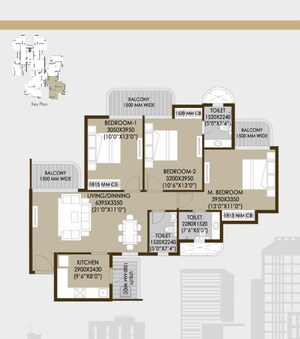 Floor Plan in 3 BHK Apartment at CRC Sublimis, Sector 1 Greater Noida – for Sale