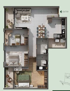 Floor Plan in 3 BHK Apartment at Adarsh Parkland, Panathur – for Sale