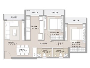 Floor Plan in 3 BHK Apartment at Chheda Avighna, Mira Road East – for Sale
