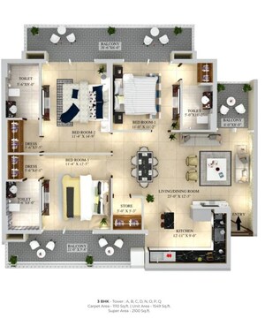 Floor Plan in 5 BHK Apartment at Ambala Highway – for Sale