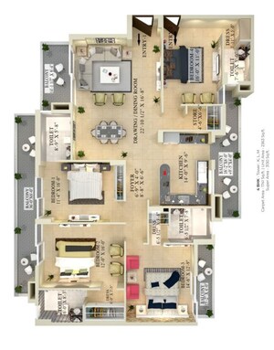 Floor Plan in 5 BHK Apartment at Ambala Highway – for Sale