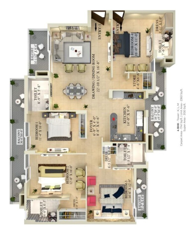 Floor Plan, ambala highway 5 Bedroom 2100 Sq.Ft. Apartment In Ambala Highway Zirakpur 10700317
