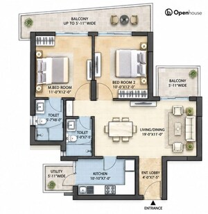 Floor Plan in 2 BHK Apartment at M3M Marina, Sector 68 – for Sale