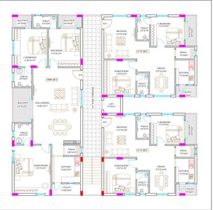 Floor Plan in 3 BHK Apartment at Manchirevula – for Sale