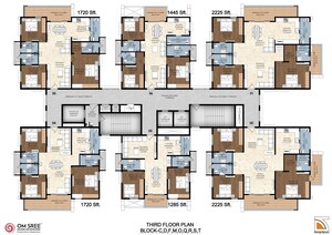 Floor Plan in 3 BHK Apartment at Om Sree Gallaxy, Kompally – for Sale