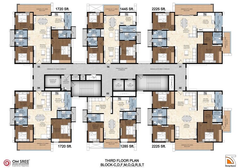 Floor Plan, om-sree-gallaxy 3 Bedroom 2235 Sq.Ft. Apartment In Kompally Hyderabad 10701311