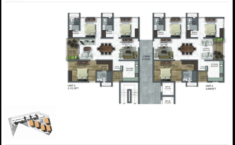 Floor Plan, kollur 3 Bedroom 1670 Sq.Ft. Apartment In Kollur Hyderabad 10701321
