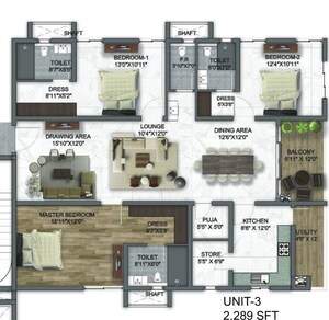 Floor Plan in 3 BHK Apartment at Kollur – for Sale