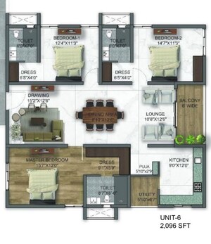 Floor Plan in 3 BHK Apartment at Kollur – for Sale