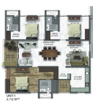 Floor Plan in 3 BHK Apartment at Kollur – for Sale