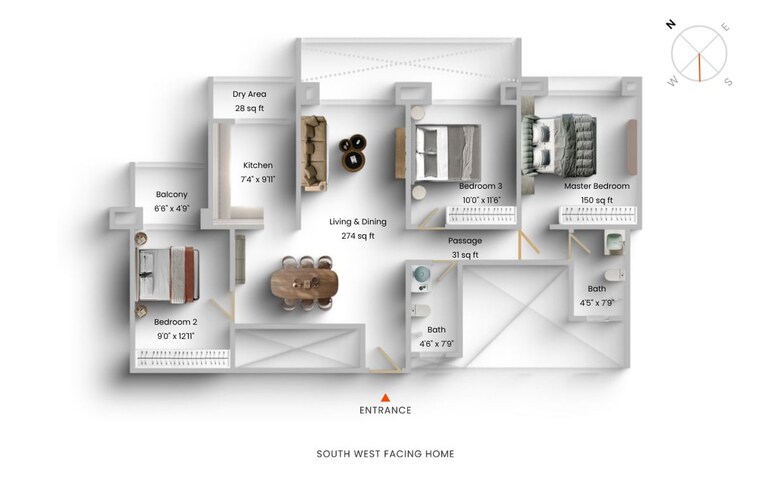Floor Plan, nahar-camellia-apartment 2.5 Bedroom 994 Sq.Ft. Apartment In Chandivali Mumbai 10701865