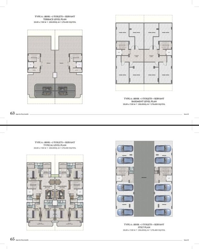 Floor Plan, ganga-kashi-residences 3 Bedroom 1630 Sq.Ft. Builder Floor In Sector 89 Gurgaon 10701998