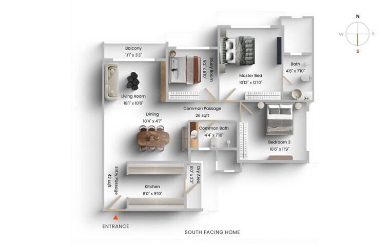 Floor Plan, ekta-tripolis 2.5 Bedroom 907 Sq.Ft. Apartment In Goregaon West Mumbai 10702084