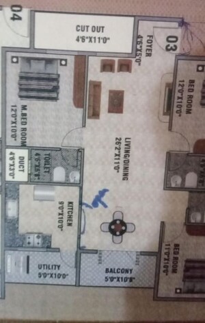 Floor Plan in 3 BHK Apartment at Ds Max Serenity Nest, Btm Layout – for Sale