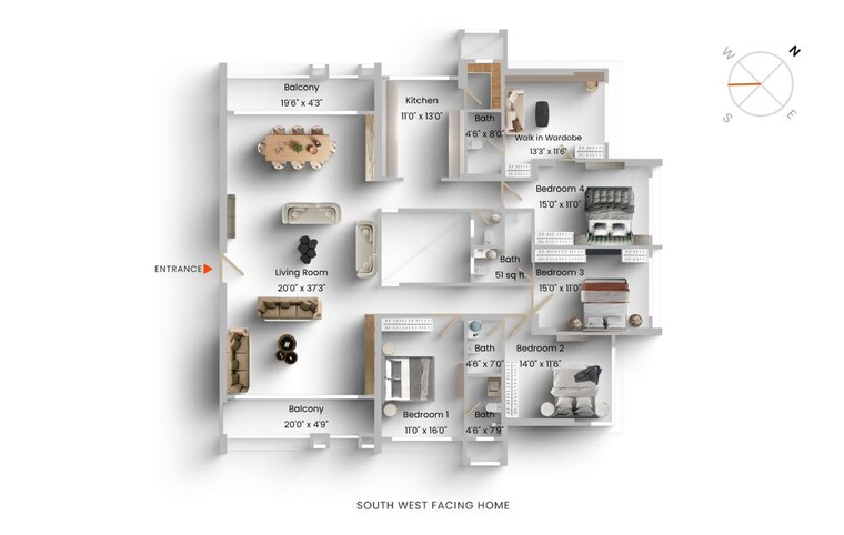 Floor Plan, fair-field 4 Bedroom 2386 Sq.Ft. Apartment In Santacruz West Mumbai 10702117