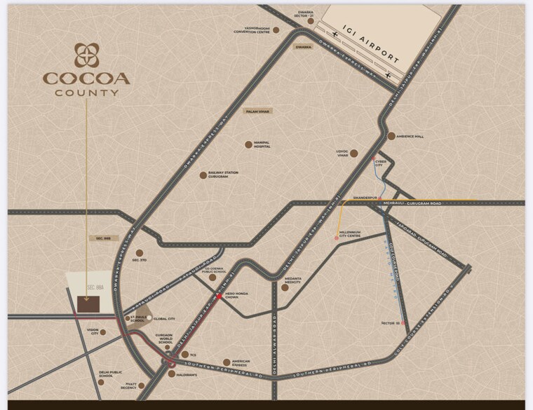Map Location, cocoa-county 3.5 Bedroom 2292 Sq.Ft. Apartment In Sector 88a Gurgaon 10702444