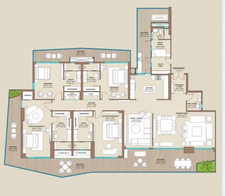Floor Plan, cocoa-county 3.5 Bedroom 2292 Sq.Ft. Apartment In Sector 88a Gurgaon 10702444