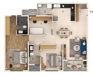 Floor Plan in 3 BHK Apartment at Adarsh Welkin Park, Sarjapur Road – for Sale