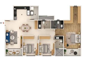 Floor Plan in 3 BHK Apartment at Adarsh Welkin Park, Sarjapur Road – for Sale