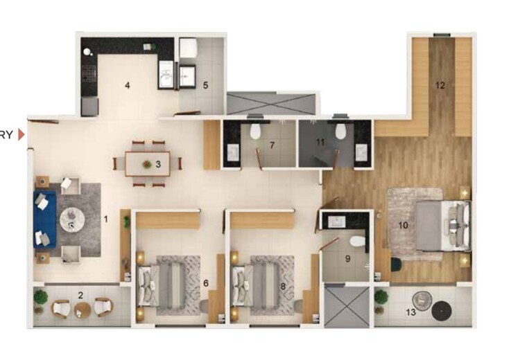 Floor Plan, adarsh-welkin-park 3 Bedroom 1804 Sq.Ft. Apartment In Sarjapur Road Bangalore 10703074