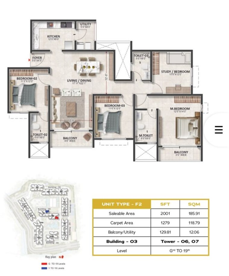 Floor Plan, prestige-evergreen 3.5 Bedroom 2037 Sq.Ft. Apartment In Whitefield Bangalore 10627759