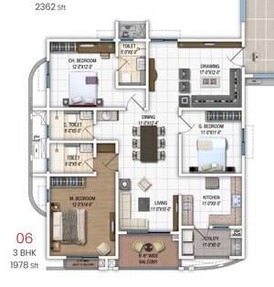 Floor Plan in 3 BHK Apartment at DSR Evoq, Kadugodi – for Sale