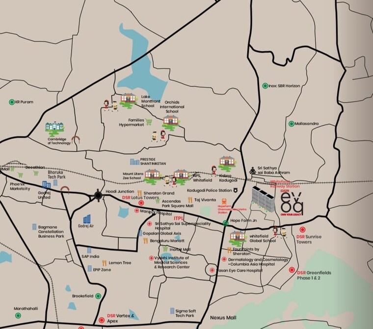 Map Location, dsr-evoq 3 Bedroom 1978 Sq.Ft. Apartment In Kadugodi Bangalore 10703159