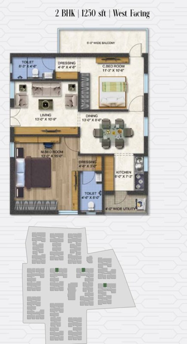 Floor Plan, aaditris-empire-apartments 2 Bedroom 1250 Sq.Ft. Apartment In Velmala Hyderabad 10703284