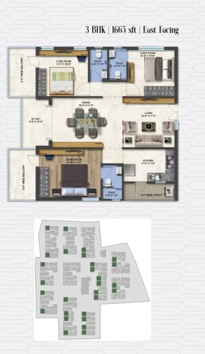 Floor Plan in 3 BHK Apartment at Aaditris Empire Apartments, Velmala – for Sale