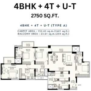 Floor Plan in 3.5 BHK Apartment at Emaar Amaris, Sector 62 – for Sale
