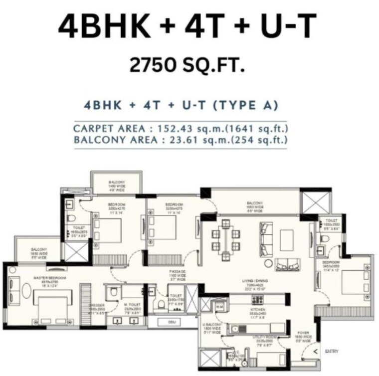 Floor Plan, emaar-amaris 3.5 Bedroom 2750 Sq.Ft. Apartment In Sector 62 Gurgaon 10643843