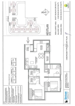 Floor Plan in 3 BHK Apartment at Shriram 107 South East, Attibele – for Sale