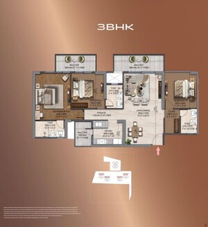 Floor Plan in 3.5 BHK Apartment at Signature Global Tonino Lamborghini Residences, Sector 71 – for Sale