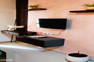Living Room in Studio Apartment at Nyati Elysia, Kharadi – for Rent