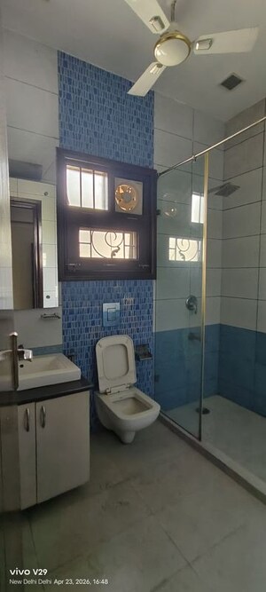 Bathroom in 3 BHK Builder Floor at Pamposh Enclave – for Sale
