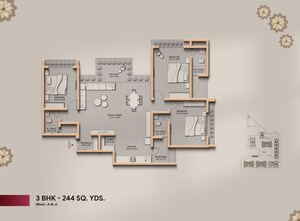 Floor Plan in 3 BHK Apartment at Naranpura – for Sale