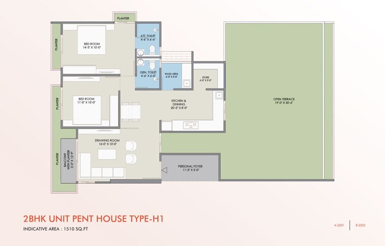 Floor Plan, shela 2 Bedroom 1480 Sq.Ft. Builder Floor In Shela Ahmedabad 10706775