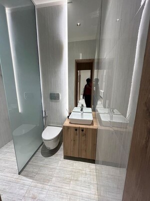 Bathroom in 3 BHK Builder Floor at Bhagwati Celestria, T.T.C. Industrial Area – for Sale