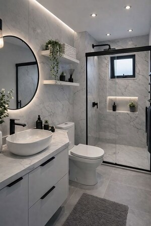 Bathroom in 4 BHK Apartment at Lodha Marq, Tardeo – for Sale