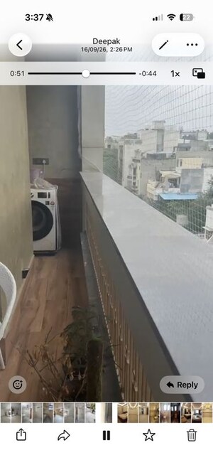 Balcony in 2 BHK Builder Floor at Greater Kailash – for Rent