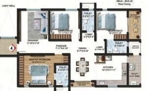 Floor Plan in 3 BHK Apartment at Sumadhura The Olympus, Financial District – for Rent