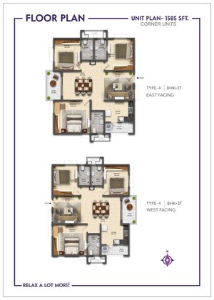 Floor Plan in 2 BHK Apartment at Ramky One Symphony, Peeranchuruvu – for Sale