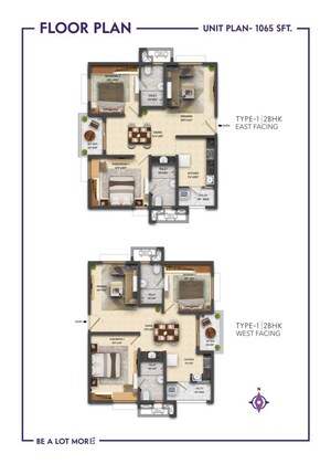 Floor Plan in 2 BHK Apartment at Ramky One Symphony, Peeranchuruvu – for Sale