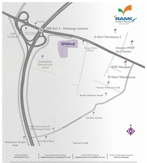 2 BHK Apartment – Map Location View at Ramky One Symphony, Peeranchuruvu - for Sale