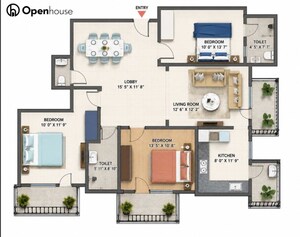 Floor Plan in 3 BHK Apartment at DLF Regal Gardens, Sector 90 – for Sale