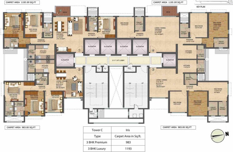 Floor Plan, runwal-bliss 3 Bedroom 884 Sq.Ft. Builder Floor In Kanjurmarg East Mumbai 10710495
