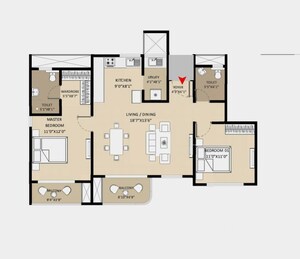 Floor Plan in 3 BHK Apartment at Abhee Celestial City, Sarjapur – for Sale