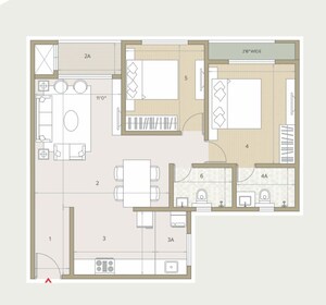 Floor Plan in 3 BHK Apartment at Goyal Orchid Life, Gunjur – for Sale